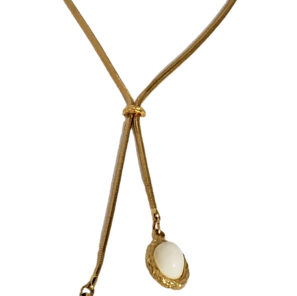 VTG Elegant Classy Kenneth Lane Lariat Pendant Necklace Goldtone 15" Length - Picture 7 of 10